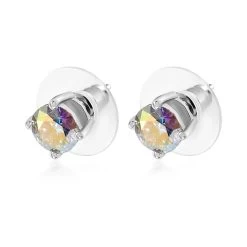 Dichroic Mist Moissanite Stud Earrings In Platinum Over Sterling Silver 1.90 Ctw -Jewelry store 7632294 3