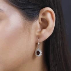 Premium Brazilian Cherry Citrine And White Zircon Lever Back Earrings In Platinum Over Sterling Silver 2.15 Ctw -Jewelry store 7633237 2