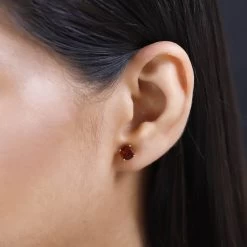 Brazilian Cherry Citrine Solitaire Stud Earrings In Vermeil Yellow Gold Over Sterling Silver 1.50 Ctw -Jewelry store 7633435 2