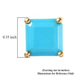 TLV Premium Sleeping Beauty Turquoise Solitaire Stud Earrings In Vermeil YG Over Sterling Silver 3.90 Ctw -Jewelry store 7633957 4