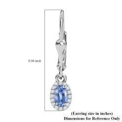 Ceylon Blue Sapphire And White Zircon Lever Back Earrings In Platinum Over Sterling Silver 0.75 Ctw -Jewelry store 7634810 4