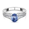 Luxoro 10K White Gold Premium Ceylon Blue Sapphire And G-H I3 Diamond Ring 1.20 Ctw -Jewelry store 7634831