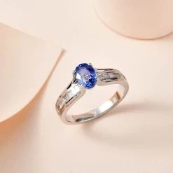 Luxoro 10K White Gold Premium Ceylon Blue Sapphire And G-H I3 Diamond Ring 1.20 Ctw -Jewelry store 7634831 1