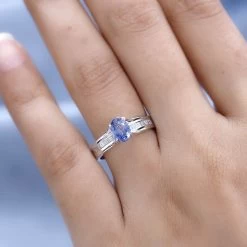 Luxoro 10K White Gold Premium Ceylon Blue Sapphire And G-H I3 Diamond Ring 1.20 Ctw -Jewelry store 7634831 2