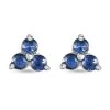 Premium Ceylon Blue Sapphire Stud Earrings In Platinum Over Sterling Silver 0.40 Ctw -Jewelry store 7634878