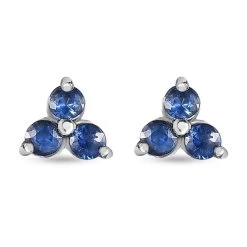 Premium Ceylon Blue Sapphire Stud Earrings In Platinum Over Sterling Silver 0.40 Ctw