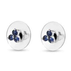 Premium Ceylon Blue Sapphire Stud Earrings In Platinum Over Sterling Silver 0.40 Ctw -Jewelry store 7634878 3