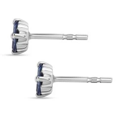 Premium Ceylon Blue Sapphire Stud Earrings In Platinum Over Sterling Silver 0.40 Ctw -Jewelry store 7634878 4