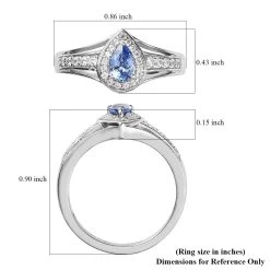Ceylon Blue Sapphire And White Zircon Halo Ring In Platinum Over Sterling Silver 0.75 Ctw (Del. In 7-10 Days) -Jewelry store 7634918 5