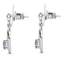Ceylon Blue Sapphire And White Zircon Dangling Earrings In Platinum Over Sterling Silver 0.75 Ctw -Jewelry store 7634926 4