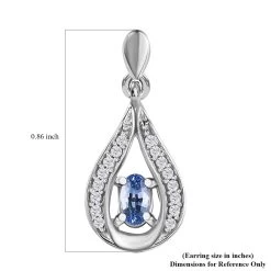 Ceylon Blue Sapphire And White Zircon Dangling Earrings In Platinum Over Sterling Silver 0.75 Ctw -Jewelry store 7634926 5
