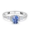 Ceylon Blue Sapphire, Moissanite Ring In Platinum Over Sterling Silver 1.15 Ctw -Jewelry store 7634958