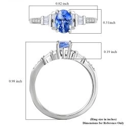Ceylon Blue Sapphire, Moissanite Ring In Platinum Over Sterling Silver 1.15 Ctw -Jewelry store 7634958 5