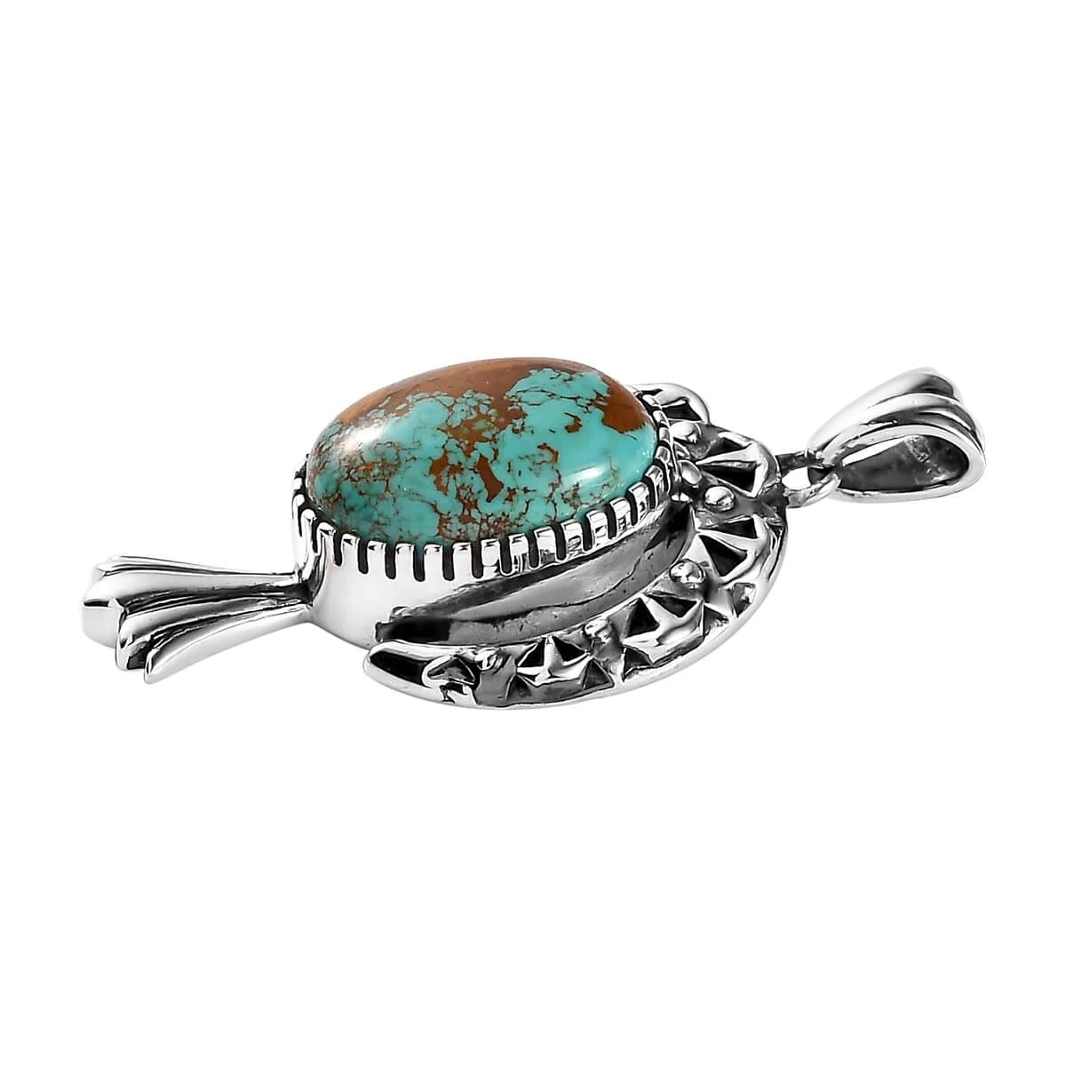 Artisan Crafted Royston Turquoise Pendant In Black Oxidized Sterling Silver 5.85 Ctw 6 Artisan Crafted Royston Turquoise Pendant In Black Oxidized Sterling Silver 5.85 Ctw - Image 4