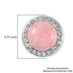 Peruvian Pink Opal And White Zircon Halo Stud Earrings In Platinum Over Sterling Silver 4.10 Ctw -Jewelry store 7637793 4