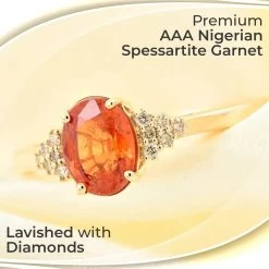 One Time Only Certified And Appraised Luxoro 14K Yellow Gold AAA Nigerian Spessartite Garnet, Diamond (G-H, I2) Ring 2.00 Ctw -Jewelry store 7637949 1