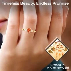 One Time Only Certified And Appraised Luxoro 14K Yellow Gold AAA Nigerian Spessartite Garnet, Diamond (G-H, I2) Ring 2.00 Ctw -Jewelry store 7637949 2