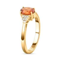 One Time Only Certified And Appraised Luxoro 14K Yellow Gold AAA Nigerian Spessartite Garnet, Diamond (G-H, I2) Ring 2.00 Ctw -Jewelry store 7637949 3
