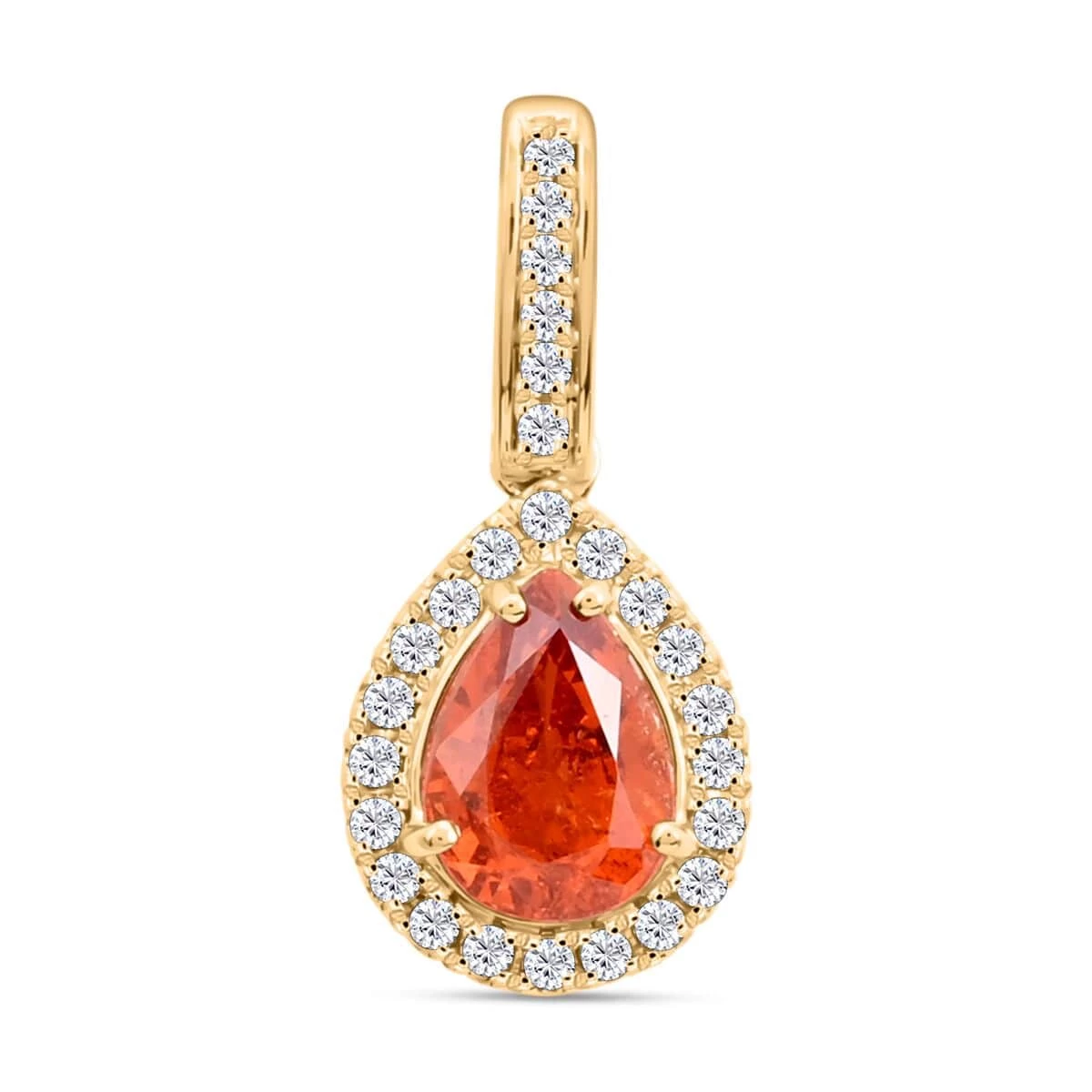 Certified And Appraised Luxoro 14K Yellow Gold AAA Nigerian Spessartite Garnet And G-H I2 Diamond Pendant 1.75 Ctw 3 Certified And Appraised Luxoro 14K Yellow Gold AAA Nigerian Spessartite Garnet And G-H I2 Diamond Pendant 1.75 Ctw