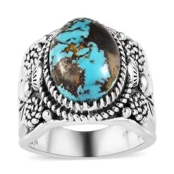 Artisan Crafted Royston Turquoise Ring In Sterling Silver 6.00 Ctw