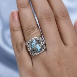 Artisan Crafted Royston Turquoise Ring In Sterling Silver 6.00 Ctw -Jewelry store 7638581 2