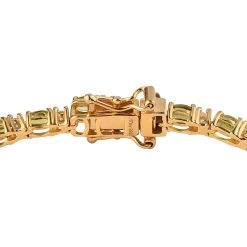 Premium Natural Calabar Green Tourmaline And Moissanite Tennis Bracelet In Vermeil Yellow Gold Over Sterling Silver (6.50 In) 5.20 Ctw (Del. In 3-5 Days) -Jewelry store 7638871 3