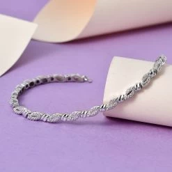 Karis Diamond Accent Bracelet In Platinum Bond (7.25 In) 0.05 Ctw -Jewelry store 7638975 1