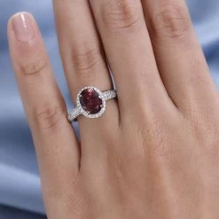 Rhapsody 950 Platinum AAAA Ouro Fino Rubellite And E-F VS2 Diamond Halo Ring 6 Grams 2.35 Ctw (Del. In 7-10 Day) -Jewelry store 7639079 2