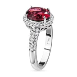Rhapsody 950 Platinum AAAA Ouro Fino Rubellite And E-F VS2 Diamond Halo Ring 6 Grams 2.35 Ctw (Del. In 7-10 Day) -Jewelry store 7639079 3