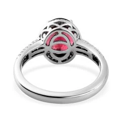 Rhapsody 950 Platinum AAAA Ouro Fino Rubellite And E-F VS2 Diamond Halo Ring 6 Grams 2.35 Ctw (Del. In 7-10 Day) -Jewelry store 7639079 4