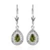 Premium Natural Calabar Green Tourmaline And White Zircon Lever Back Earrings In Platinum Over Sterling Silver 1.50 Ctw -Jewelry store 7639171