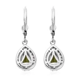 Premium Natural Calabar Green Tourmaline And White Zircon Lever Back Earrings In Platinum Over Sterling Silver 1.50 Ctw -Jewelry store 7639171 4