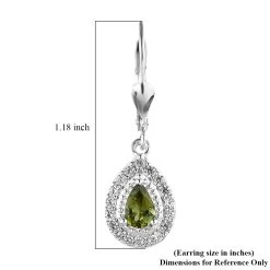 Premium Natural Calabar Green Tourmaline And White Zircon Lever Back Earrings In Platinum Over Sterling Silver 1.50 Ctw -Jewelry store 7639171 5
