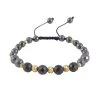 Magnetic Hematite, Shungite With Goldtone Beaded Stretch Bracelet 66.00 Ctw -Jewelry store 7639643