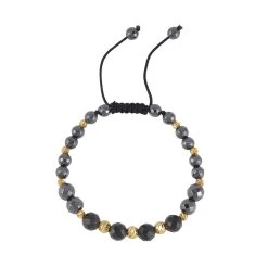 Magnetic Hematite, Shungite With Goldtone Beaded Stretch Bracelet 66.00 Ctw -Jewelry store 7639643 2