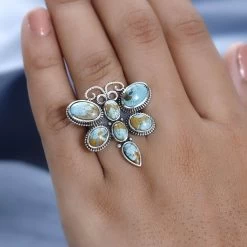 Artisan Crafted Royston Turquoise Butterfly Ring In Sterling Silver 7.00 Ctw -Jewelry store 7639687 2
