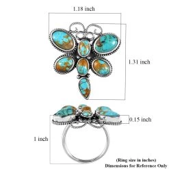 Artisan Crafted Royston Turquoise Butterfly Ring In Sterling Silver 7.00 Ctw -Jewelry store 7639687 5