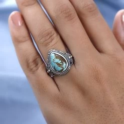 Artisan Crafted Royston Turquoise Ring In Sterling Silver 5.35 Ctw -Jewelry store 7639703 2