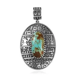 Artisan Crafted Royston Turquoise Pendant In Sterling Silver 9.10 Ctw
