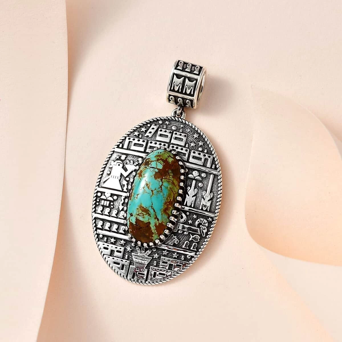 Artisan Crafted Royston Turquoise Pendant In Sterling Silver 9.10 Ctw 4 Artisan Crafted Royston Turquoise Pendant In Sterling Silver 9.10 Ctw - Image 2