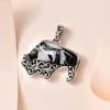 Artisan Crafted White Buffalo Bull Pendant In Sterling Silver 18.30 Ctw -Jewelry store 7639722