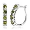 Premium Natural Calabar Green Tourmaline And Moissanite Hoop Earrings In Platinum Over Sterling Silver 1.50 Ctw -Jewelry store 7639723