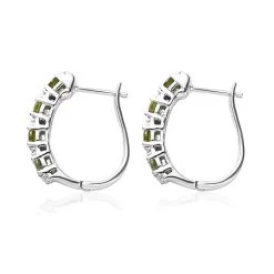 Premium Natural Calabar Green Tourmaline And Moissanite Hoop Earrings In Platinum Over Sterling Silver 1.50 Ctw -Jewelry store 7639723 3