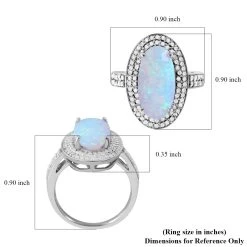 AAA Ethiopian Welo Opal And Moissanite Double Halo Ring In Platinum Over Sterling Silver 3.75 Ctw -Jewelry store 7639935 4