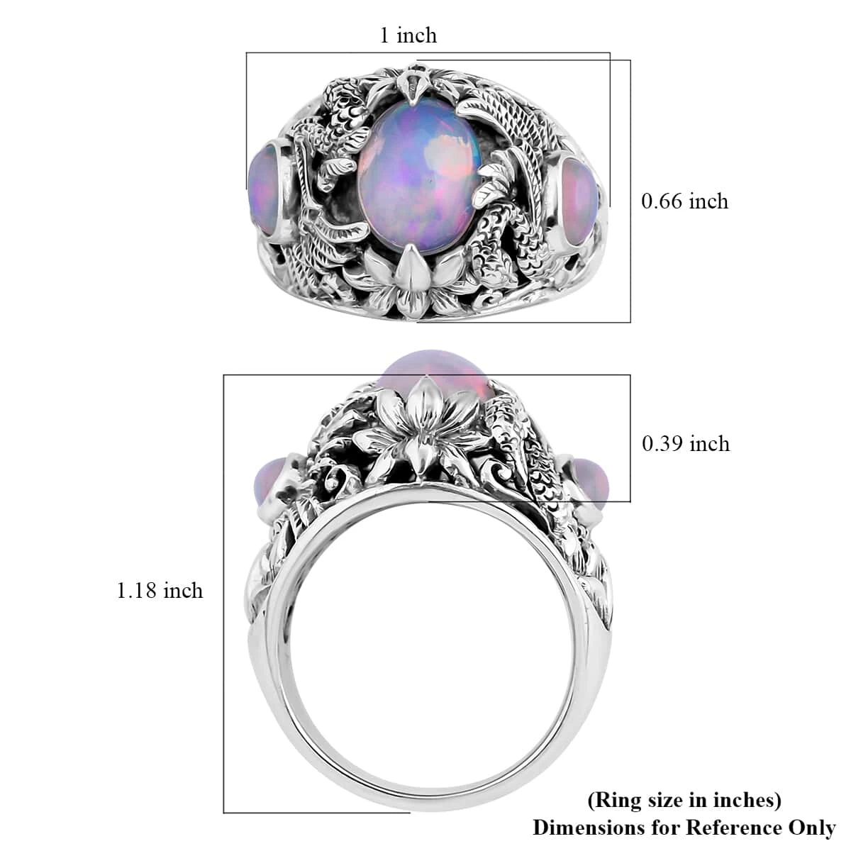 Bali Legacy Ethiopian Welo Opal Swan Ring In Sterling Silver 2.00 Ctw 8 Bali Legacy Ethiopian Welo Opal Swan Ring In Sterling Silver 2.00 Ctw - Image 6