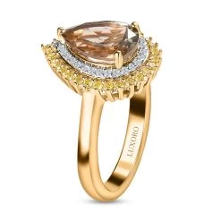 Luxoro 10K Yellow Gold AAA Turkizite, Yellow Diamond And Diamond G-H I3 Ring 2.35 Ctw 11 Luxoro 10K Yellow Gold AAA Turkizite, Yellow Diamond And Diamond G-H I3 Ring 2.35 Ctw -Jewelry store 7640347 3