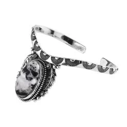 Artisan Crafted White Buffalo Cuff Bracelet In Sterling Silver (7.25 In) 21.10 Ctw -Jewelry store 7641001 3