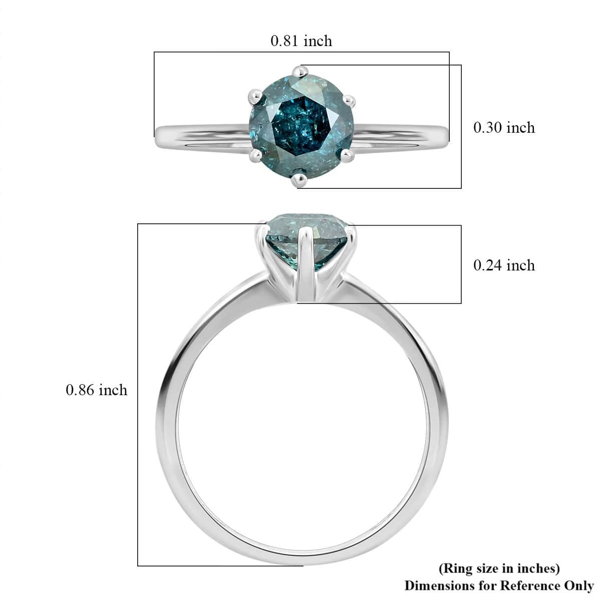 Luxoro 10K White Gold Blue Diamond Ring 1.10 Ctw 7 Luxoro 10K White Gold Blue Diamond Ring 1.10 Ctw - Image 5