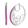 Premium Montepuez Ruby And White Zircon Hoop Earrings In Platinum Over Sterling Silver 3.40 Ctw -Jewelry store 7642938