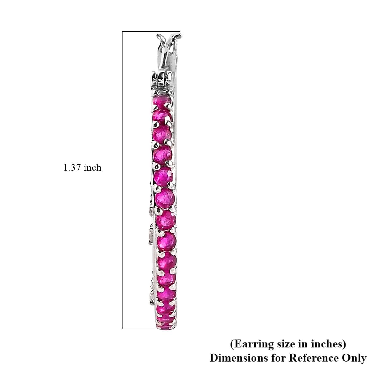 Premium Montepuez Ruby And White Zircon Hoop Earrings In Platinum Over Sterling Silver 3.40 Ctw 7 Premium Montepuez Ruby And White Zircon Hoop Earrings In Platinum Over Sterling Silver 3.40 Ctw - Image 5